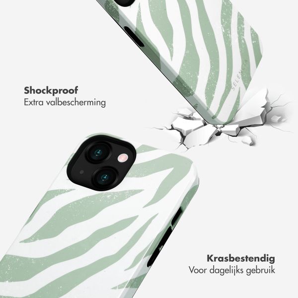 Selencia Vivid Backcover Apple iPhone 13 - Colorful Zebra Sage Green