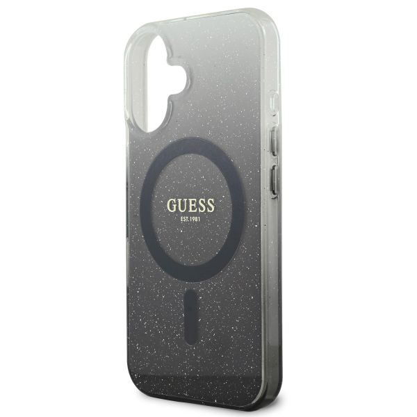 Guess MagSafe IML Glitter Gradient Case Apple iPhone 16 - Zwart