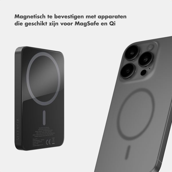 Selencia Vivid Powerbank 5.000 mAh - Draadloze Powerbank - Geschikt voor MagSafe en Qi - Black / Vintage Peony