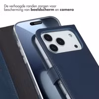Selencia Echt Leren Bookcase Apple iPhone 17 Pro - Blauw