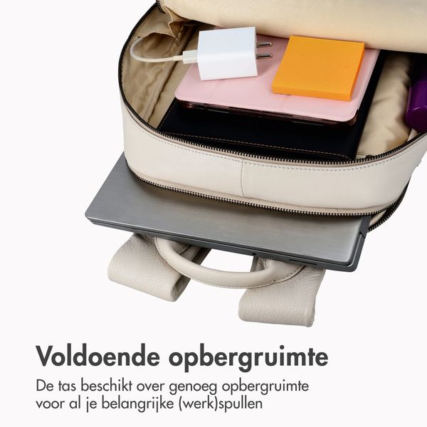 Accezz Leather Laptop rugzak 16 inch - Beige