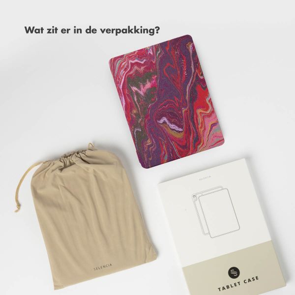 Selencia Vivid tablethoes Apple iPad 9 (2021) 10.2 inch / iPad 8 (2020) 10.2 inch / iPad 7 (2019) 10.2 inch - Marble Plum