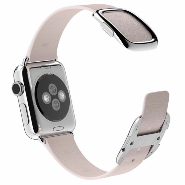 Apple Leather Band Modern Buckle Apple Watch Series 1 t/m 9 / SE (38/40/41 mm) | Series 10 / 11 (42 mm) - Maat M - Blush