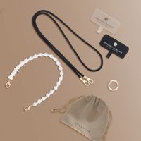 Selencia Telefoonkoorden Set met Parels en Schelpen - Midnight Black