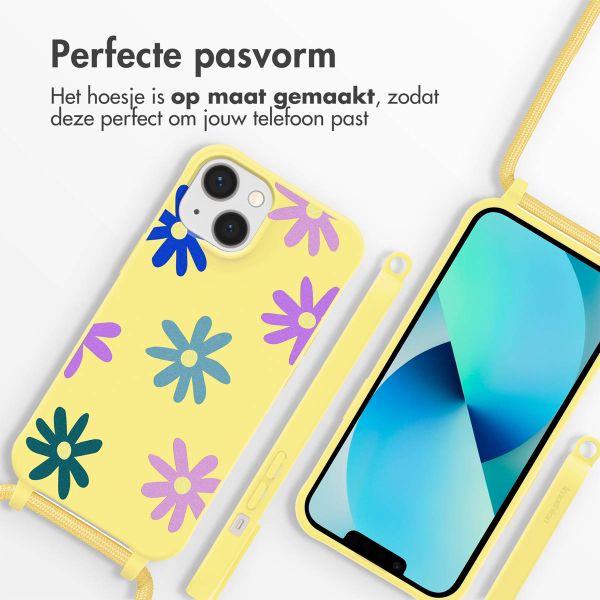 imoshion Siliconen design hoesje met koord Apple iPhone 13 - Yellow Flower Distance