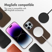 Accezz Leather Back Cover with MagSafe Apple iPhone 14 Pro - Coffee Brown