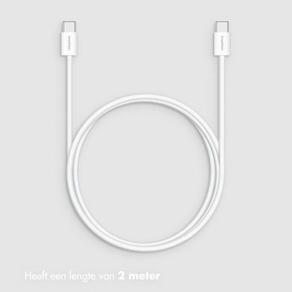 imoshion Oplader - USB-C en USB aansluiting - Power Delivery - 20 Watt + USB-C naar USB-C kabel - 2 meter - Wit