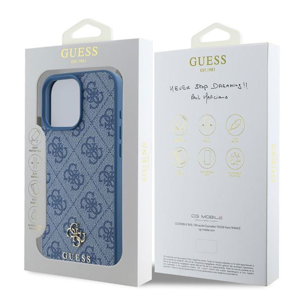 Guess 4G Metal Logo Backcover MagSafe Apple iPhone 16 Pro Max - Blauw
