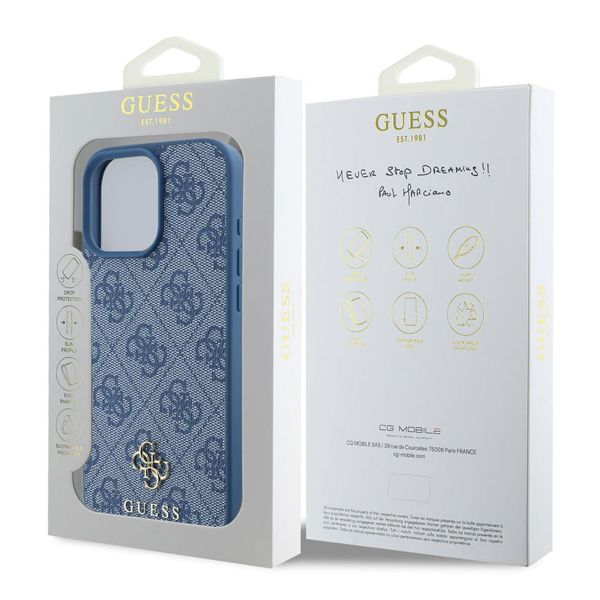 Guess 4G Metal Logo Backcover MagSafe iPhone 16 Pro Max - Blauw