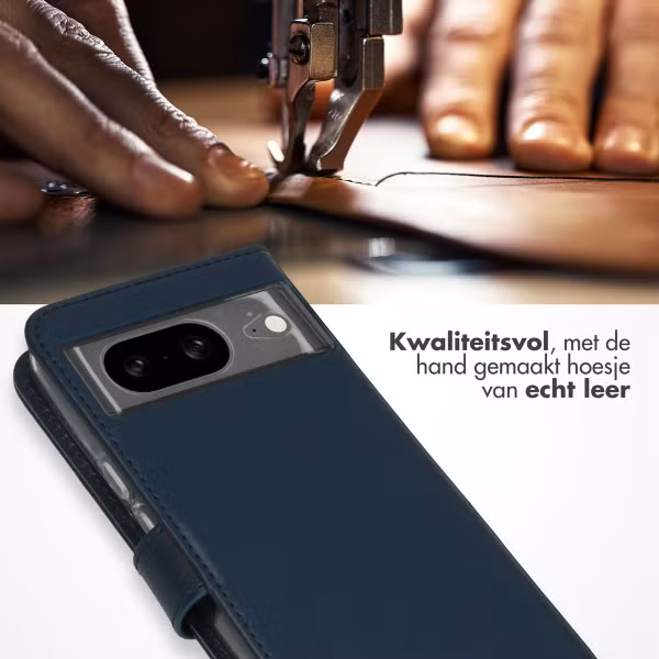 Selencia Echt Leren Bookcase Google Pixel 8 - Blauw
