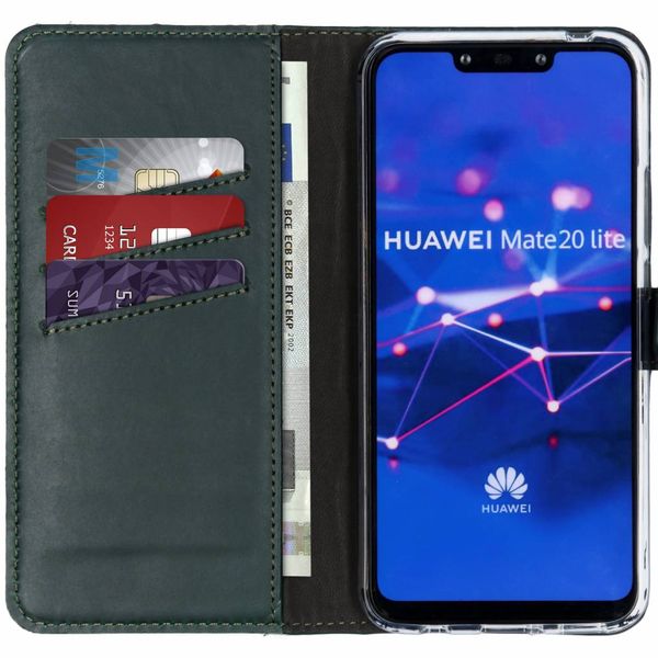 Selencia Echt Lederen Bookcase Huawei Mate 20 Lite - Groen