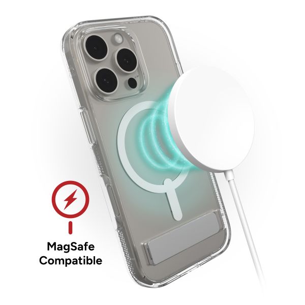 ZAGG Crystal Palace Snap KickStand Case met MagSafe iPhone 16 Pro - Transparant