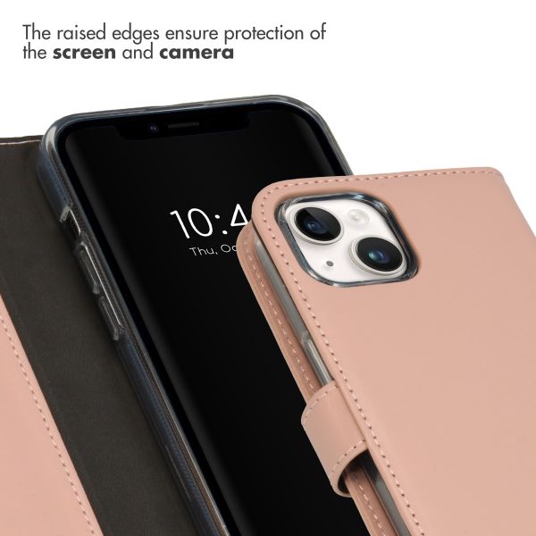 Selencia Genuine Leather Book Case Apple iPhone 15 - Dusty Pink