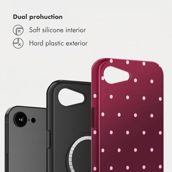 Selencia Vivid Back Cover with MagSafe Apple iPhone 17e / 16e - Happy Dots Burgundy