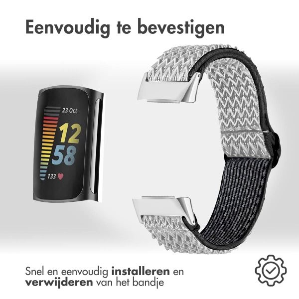imoshion Elastisch nylonbandje Fitbit Charge 5 - Wit