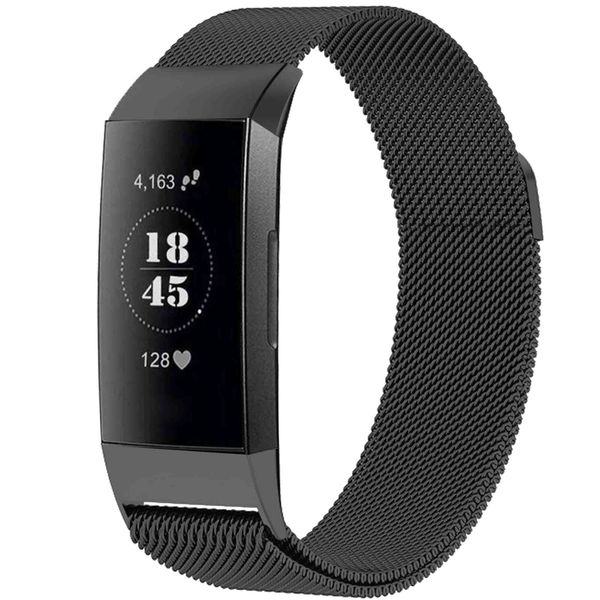 imoshion Milanees magnetisch bandje Fitbit Charge 3 / 4 - Maat M - Zwart