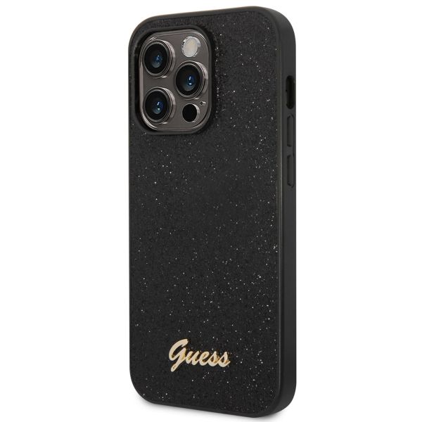 Guess Glitter Flakes Backcover Apple iPhone 14 Pro - Zwart