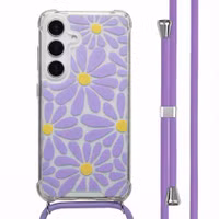 imoshion Design hoesje met koord Samsung Galaxy S25 - Tropical Violet Flowers Connect