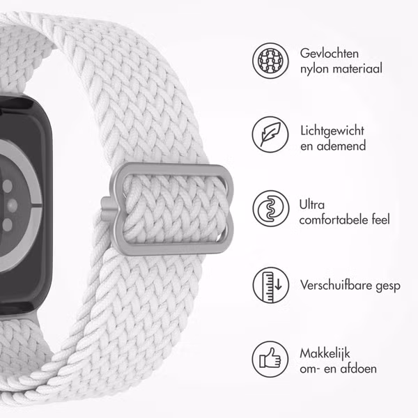 imoshion Nylon geweven bandje Apple Watch Series 1 t/m 9 / SE (38/40/41 mm) | Series 10 / 11 (42 mm) - Wit