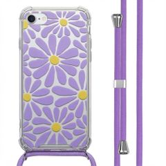 imoshion Design hoesje met koord Apple iPhone SE (2022 / 2020) / 8 / 7 - Tropical Violet Flowers Connect