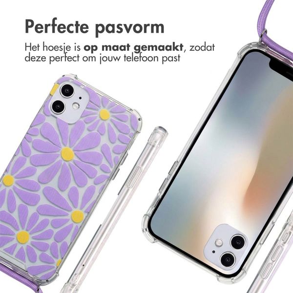imoshion Design hoesje met koord Apple iPhone 11 - Tropical Violet Flowers Connect