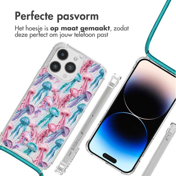 imoshion Design hoesje met koord Apple iPhone 14 Pro - Jellyfish Watercolor