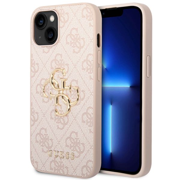 Guess 4G Metal Logo Backcover iPhone 14 - Roze