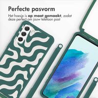 imoshion Siliconen design hoesje met koord Samsung Galaxy S21 FE - Petrol Green Groovy