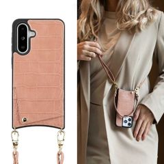 Selencia Nova Croco Telefoonhoes met Koord en Pashouder Samsung Galaxy A36 / A56 - Old Pink