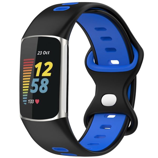 imoshion Siliconen sport bandje Fitbit Charge 5 / Charge 6 - Zwart / Blauw