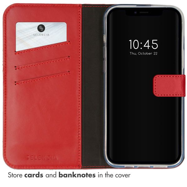 Selencia Genuine Leather Book Case Apple iPhone 14 - Red