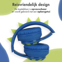imoshion Draadloze Kinderkoptelefoon Dino LED Light - Decibelbegrenzer - Met AUX kabel - Cobalt Blue / Lime