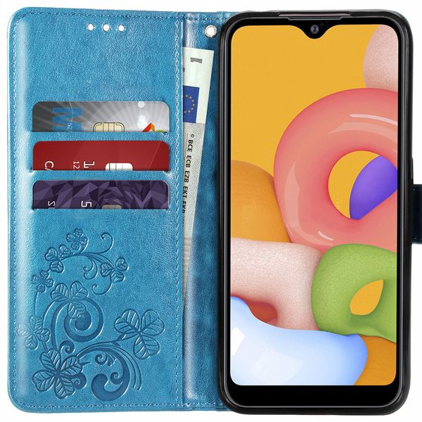 Klavertje Bloemen Bookcase Samsung Galaxy A01 - Turquoise