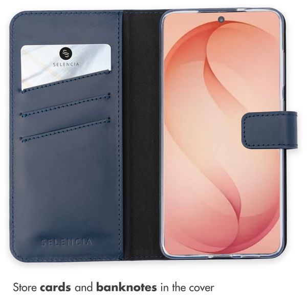 Selencia Genuine Leather Book Case Samsung Galaxy S26 Plus - Dark Blue