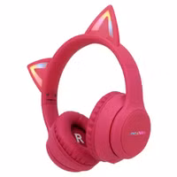 imoshion Draadloze Kinderkoptelefoon LED Light Cat Ear - Decibelbegrenzer - Met AUX kabel - Hot Pink