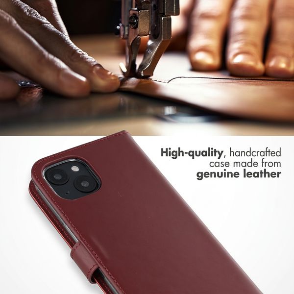 Selencia Genuine Leather Book Case Apple iPhone 14 - Burgundy