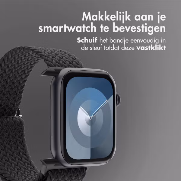 imoshion Nylon geweven bandje Apple Watch Series 1 t/m 9 / SE (38/40/41 mm) | Series 10 / 11 (42 mm) - Zwart