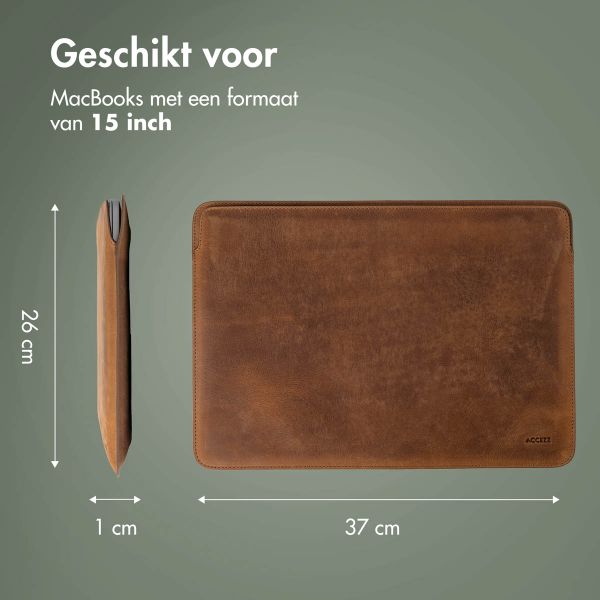 Accezz Leather Laptop hoes Apple MacBook 15 inch - Laptopsleeve - Cognac