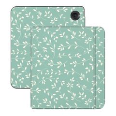 imoshion Design Slim Hard Case Sleepcover met stand Kobo Libra Colour - Smoke Green Flowers