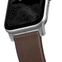 Nomad Modern Band van leder Apple Watch Series 1 t/m 9 / SE (38/40/41 mm) | Series 10 (42 mm) - Bruin/Zilver