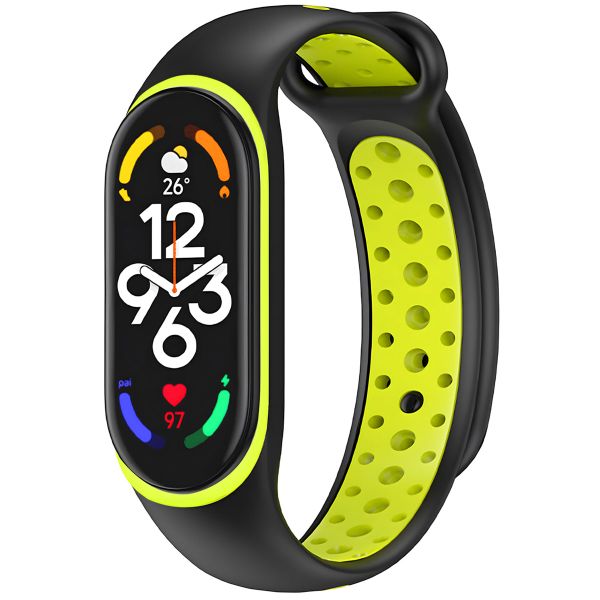 imoshion Siliconen sport bandje Xiaomi Mi Band 7 - Zwart / Lime