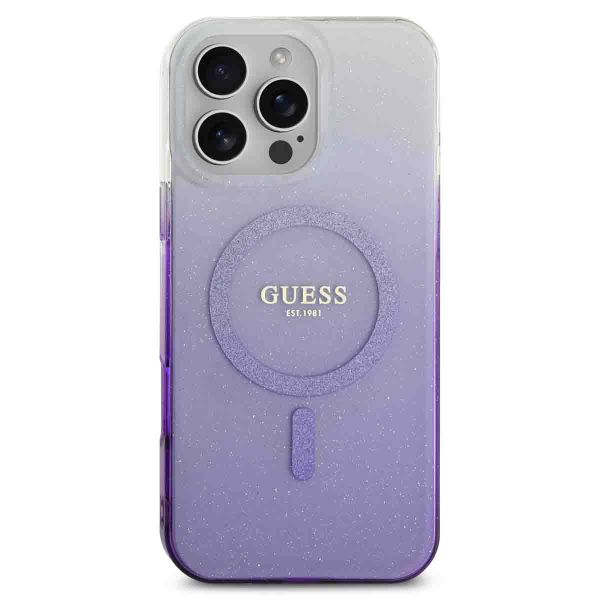 Guess MagSafe IML Glitter Gradient Case iPhone 16 Pro Max - Purple