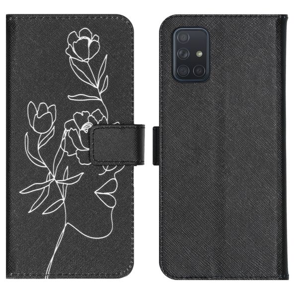 imoshion Design Softcase Bookcase Galaxy A71 - Woman Flower Black