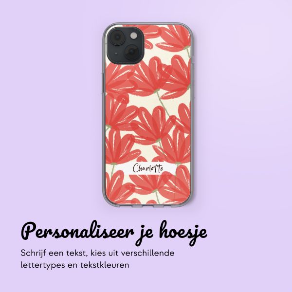 Gepersonaliseerd hoesje met bloemen iPhone 14 - Transparant