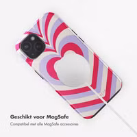 Selencia Vivid Backcover met MagSafe Apple iPhone 15 - Double Hearts Rubine Red Lilac