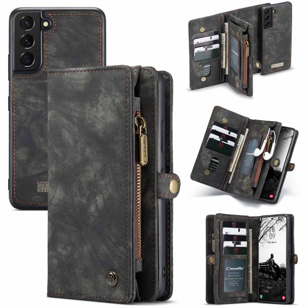 CaseMe Luxe Lederen 2 in 1 Portemonnee Bookcase Samsung Galaxy S22 - Zwart