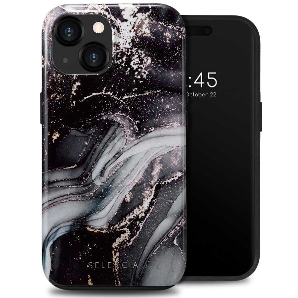 Selencia Vivid Tough Backcover iPhone 15  - Chic Marble Black