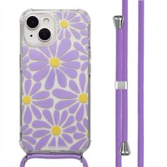 imoshion Design hoesje met koord Apple iPhone 15 - Tropical Violet Flowers Connect