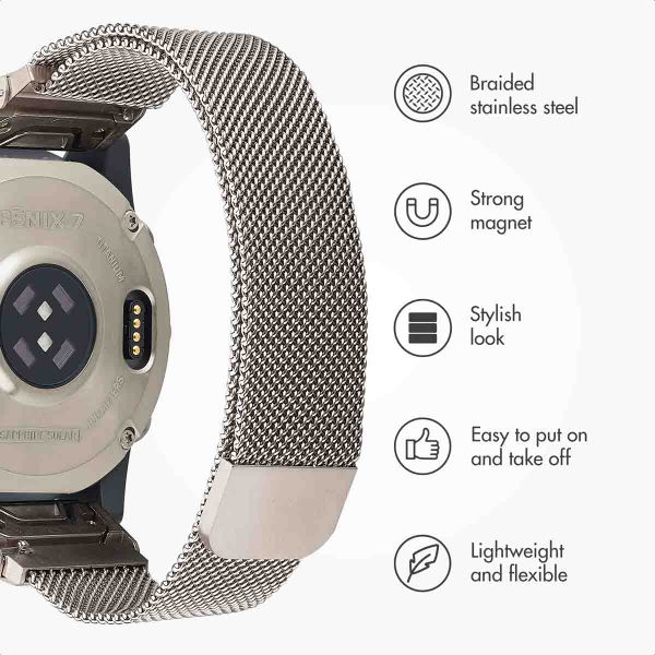 imoshion QuickFit® Milanese Band - Garmin 22 mm Connector - Size L/XL - Starlight