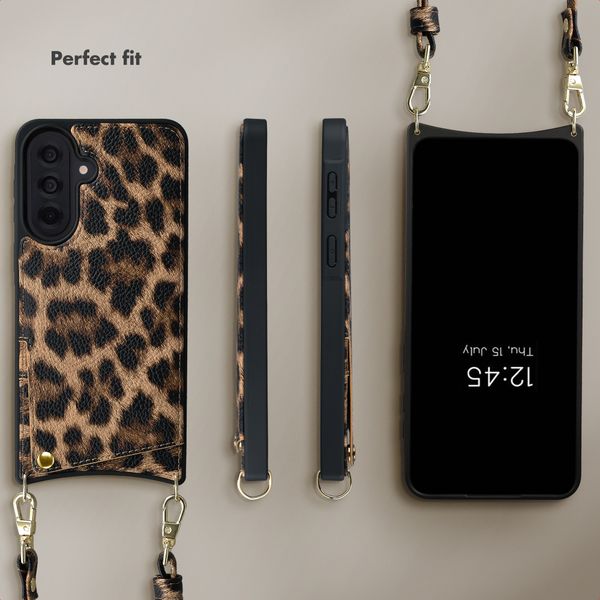 Selencia Nova Phone Case with Cord and Card Holder Samsung Galaxy A37 (5G) - Leopard
